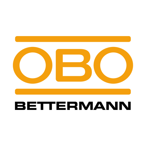 Logo von OBO in orange zwischen zwei Linien und unterhalb der schwarze Schriftzug Bettermann